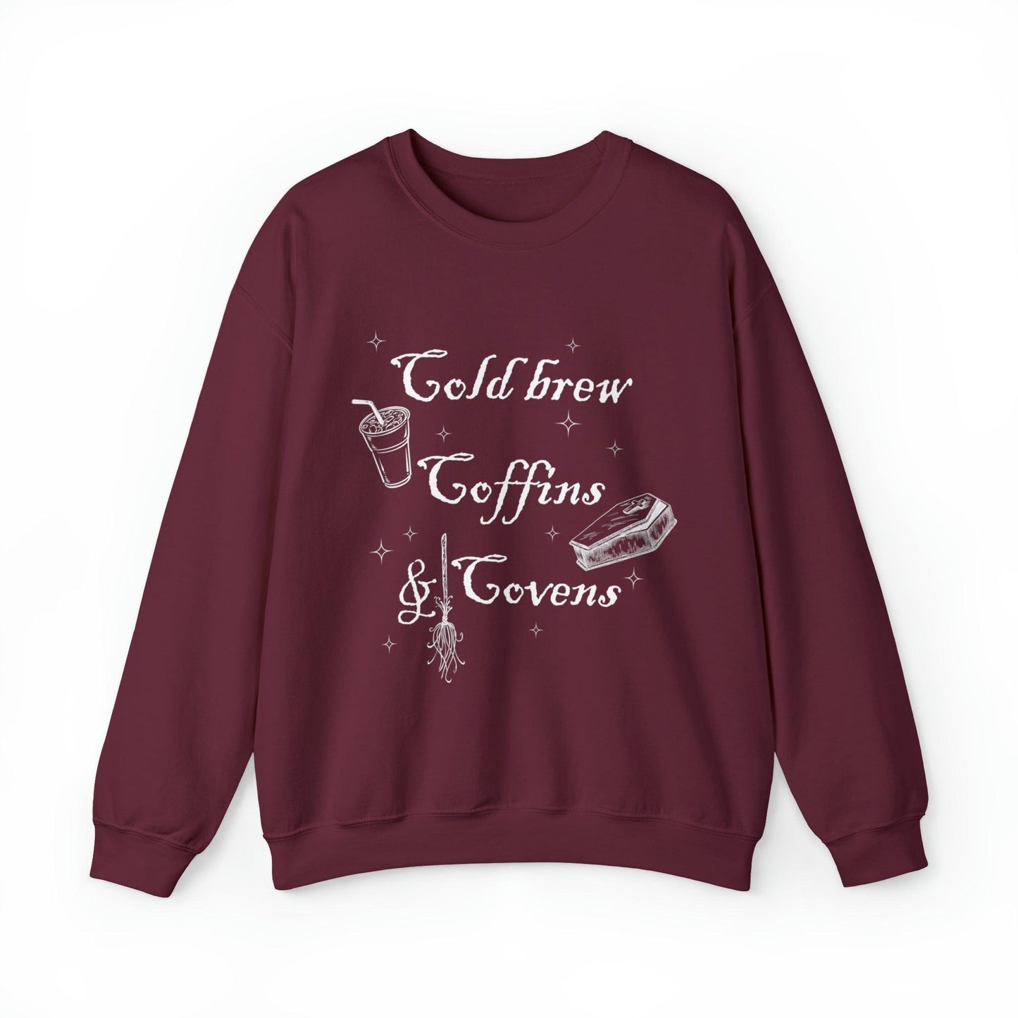 Cold Brew, Coffins and Covens Adult Sweatshirt - Deeg Family Design