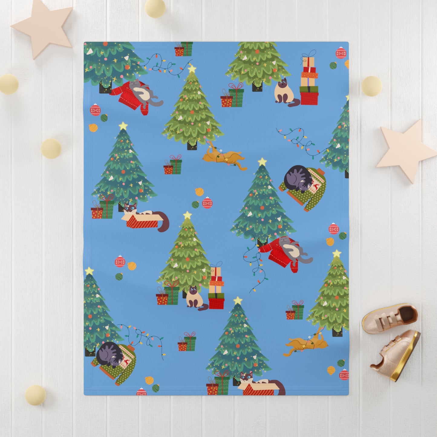 Christmas Cats Soft Fleece Baby Blanket