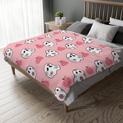 Pink Ghost Velveteen Minky Blanket - Deeg Family Design