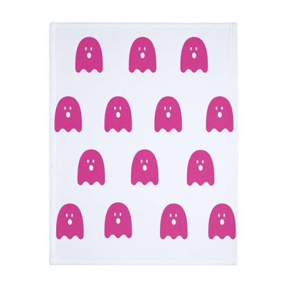 Pink and White Ghost Velveteen Minky Blanket - Deeg Family Design