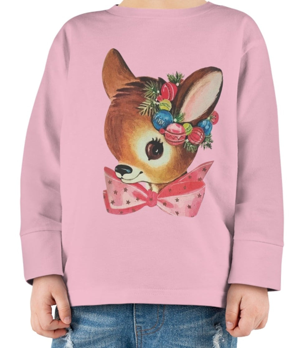 Vintage Baby Deer Toddler Long Sleeve Tee