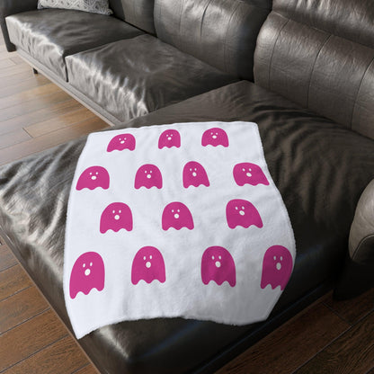 Pink and White Ghost Velveteen Minky Blanket - Deeg Family Design