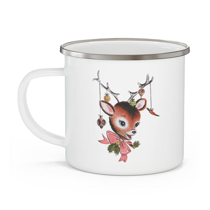 Vintage Deer With Antlers Enamel Camping Mug