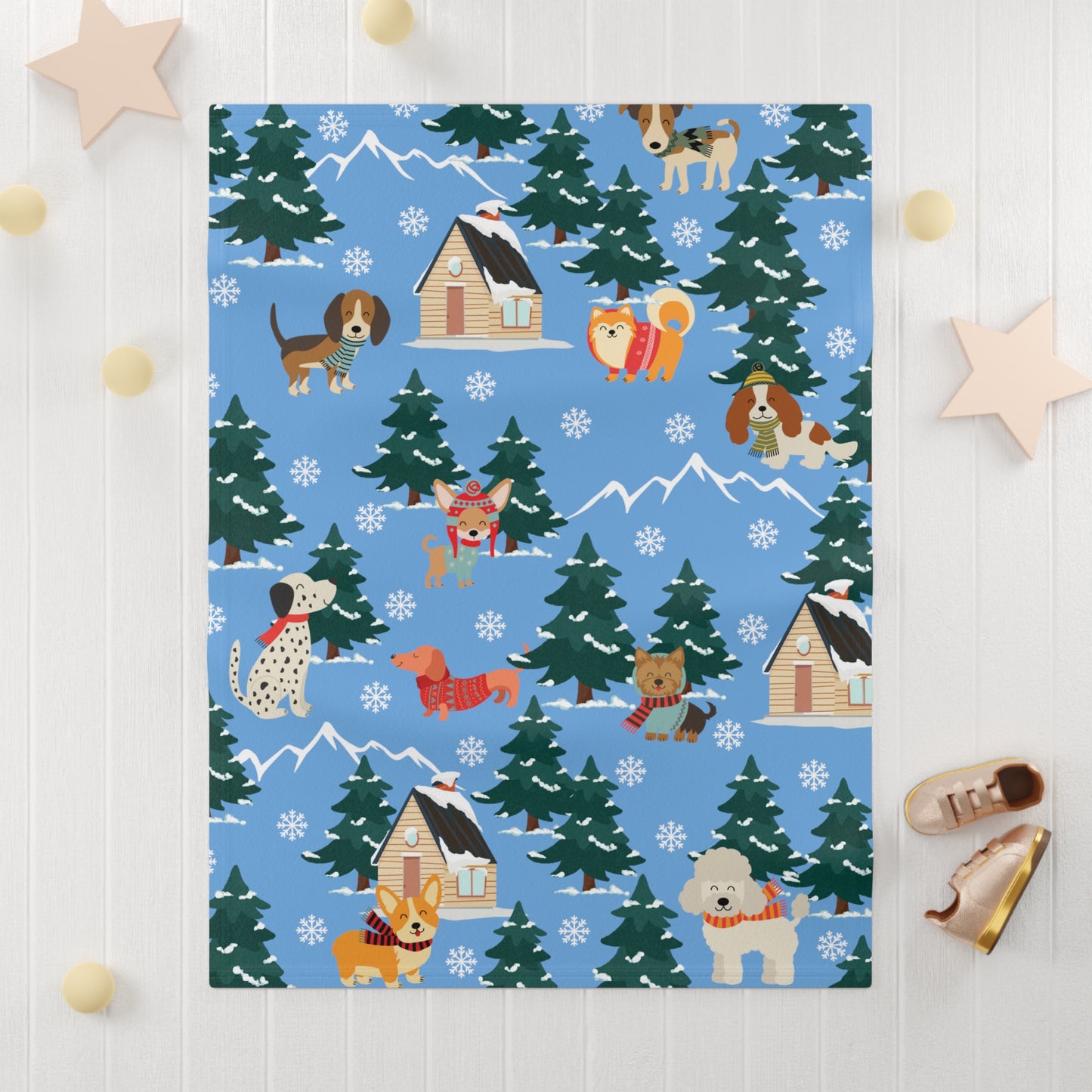 Winter Dog Soft Fleece Baby Blanket