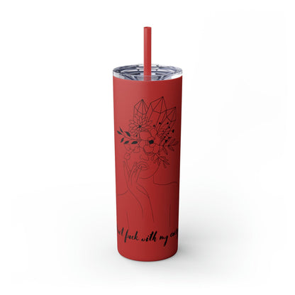 Don't Fuck With My Energy Skinny Tumbler with Straw, 20oz - Deeg Family Design