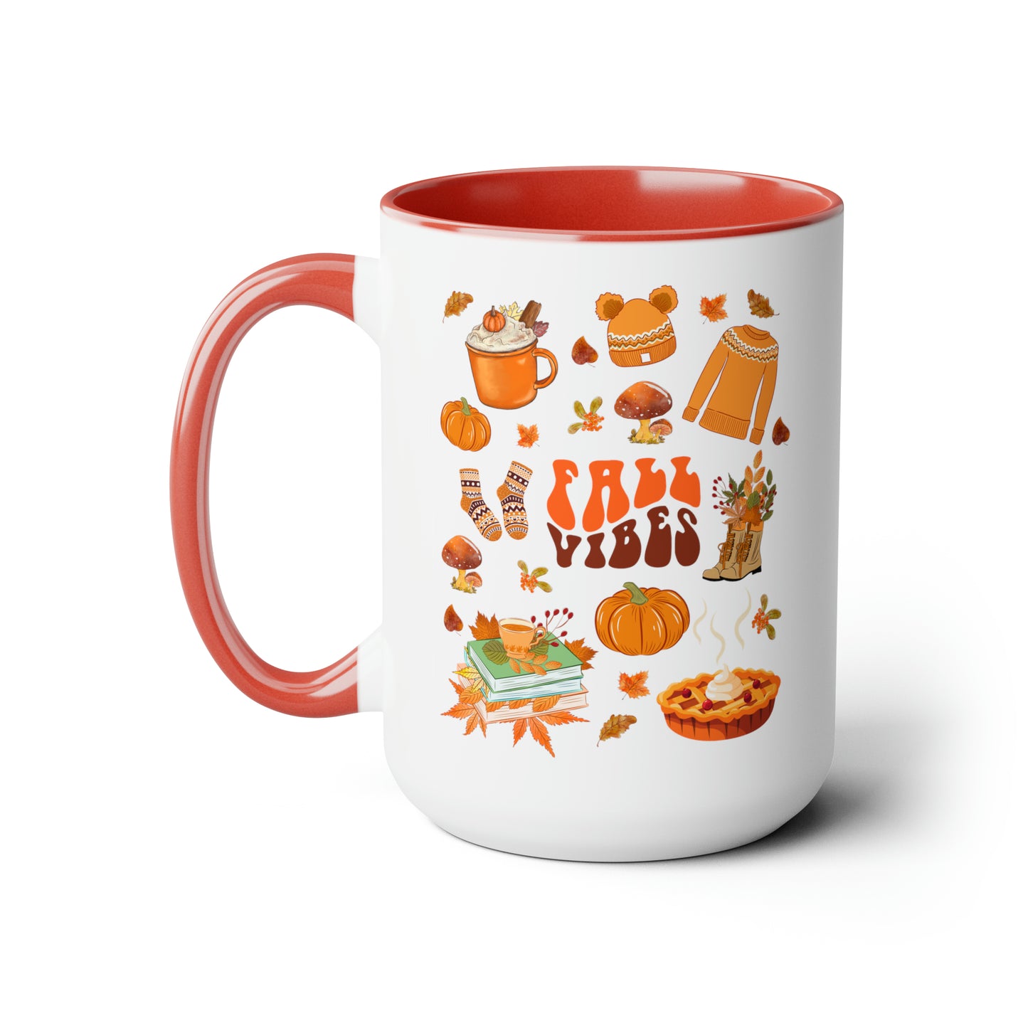 Fall Vibes Two-Tone Coffee Mugs, 15oz