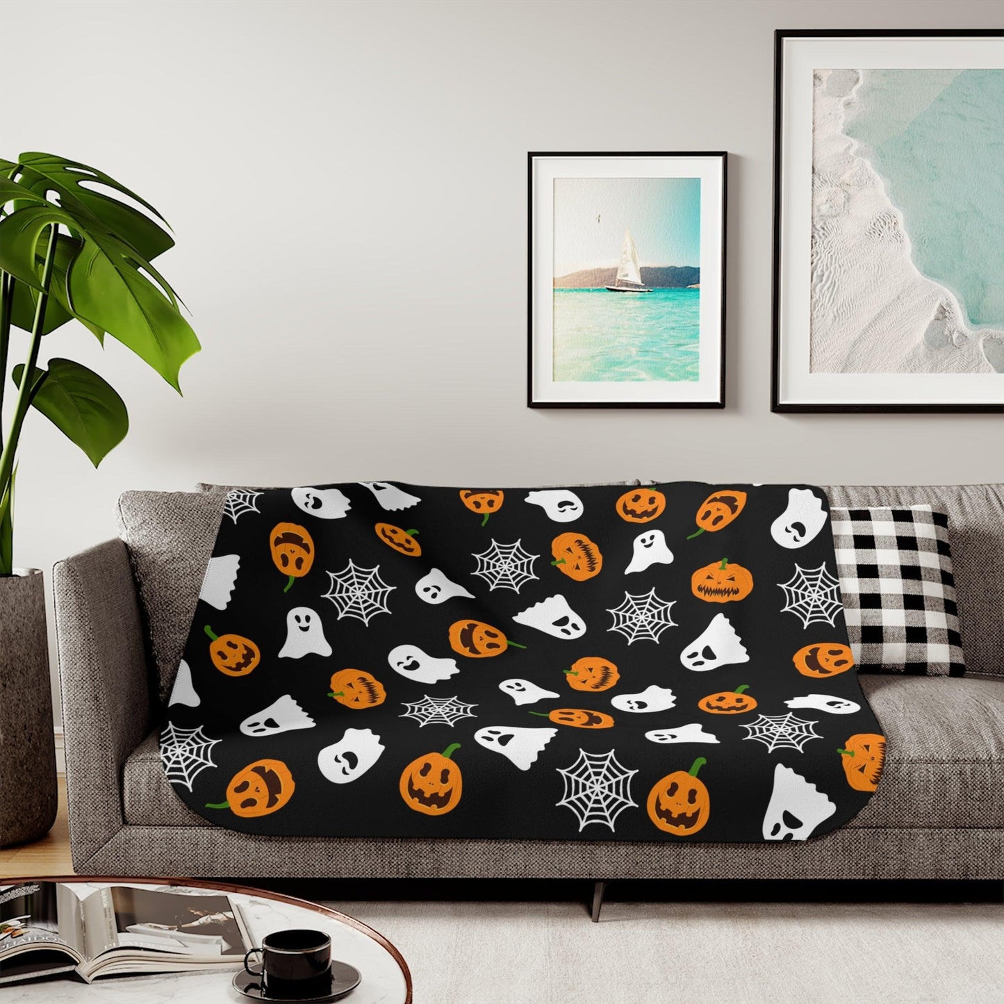 Cute Halloween Sherpa Blanket - Deeg Family Design