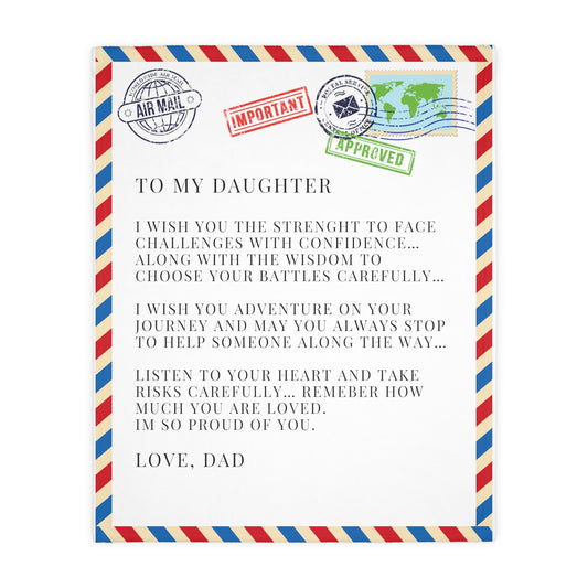 Letter To Daughter, From Dad Velveteen Minky Blanket