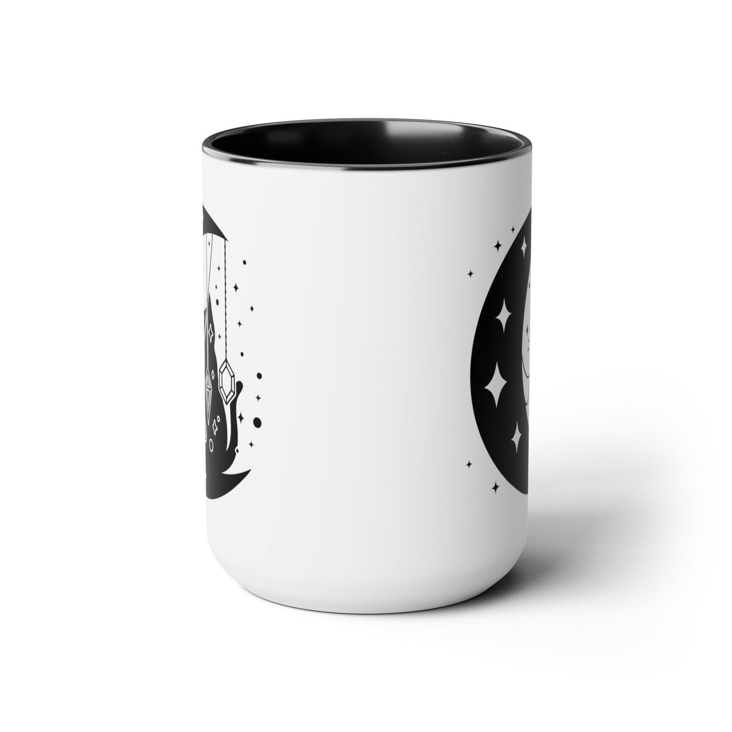 Crystal Moon Cat Two-Tone Coffee Mugs, 15oz - Deeg Family Design