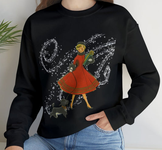 Vintage Lady With Poodle Adult Sweatshirt