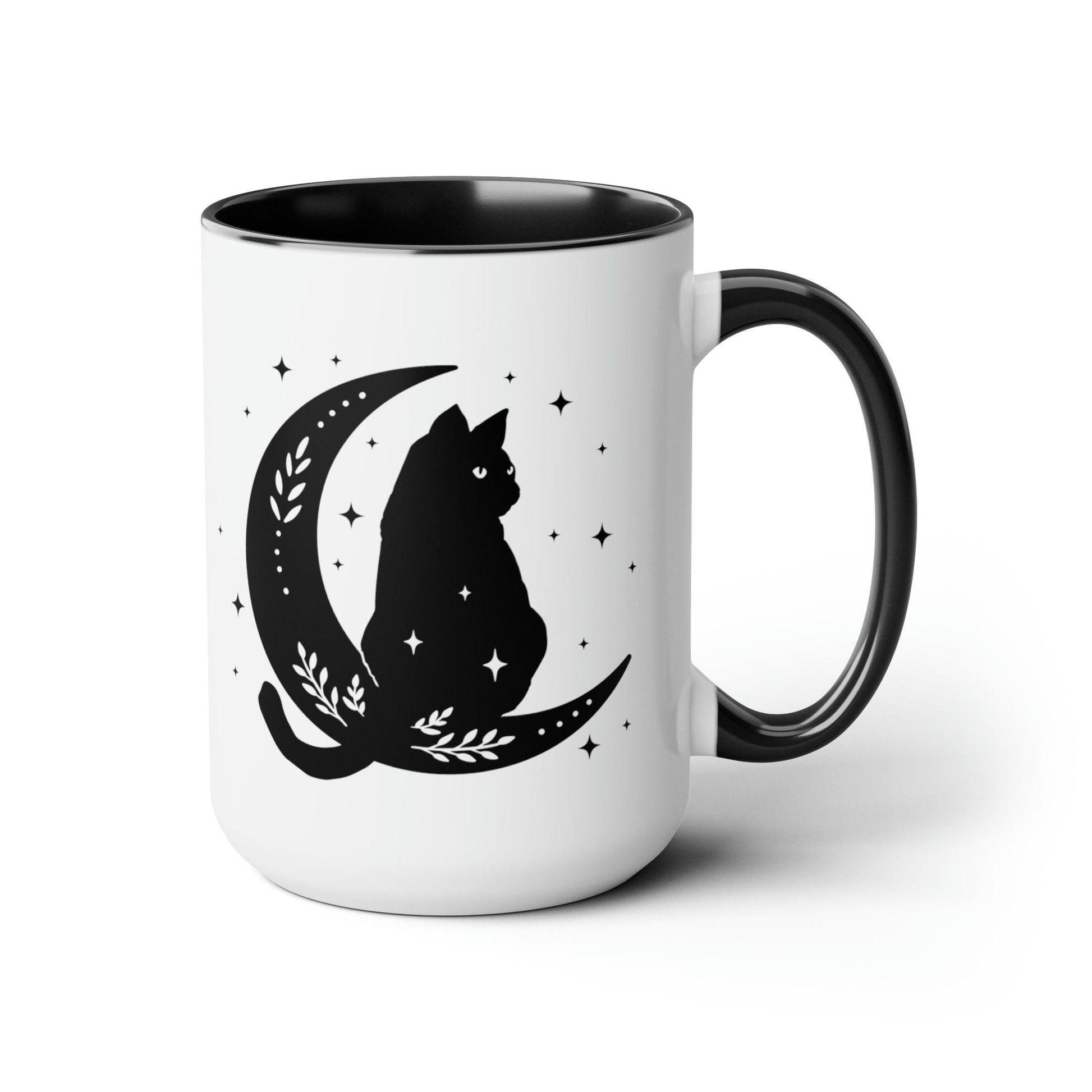 Moon Cat Two-Tone Coffee Mugs, 15oz - Deeg Family Design