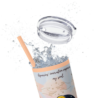 Aquarius Skinny Tumbler with Straw, 20oz