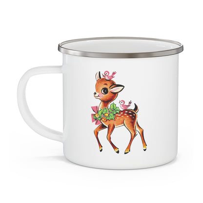 Vintage Christmas Deer Enamel Camping Mug