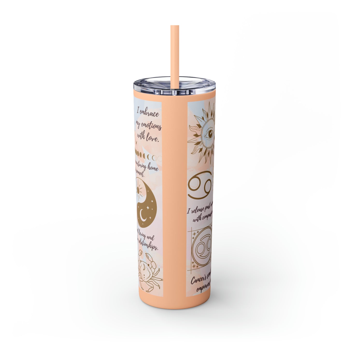 Cancer Skinny Tumbler with Straw, 20oz