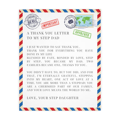 Letter To Step Dad, From Step Daughter  Velveteen Minky Blanket