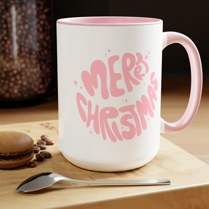 Pink Santa Two-Tone Coffee Mugs, 15oz