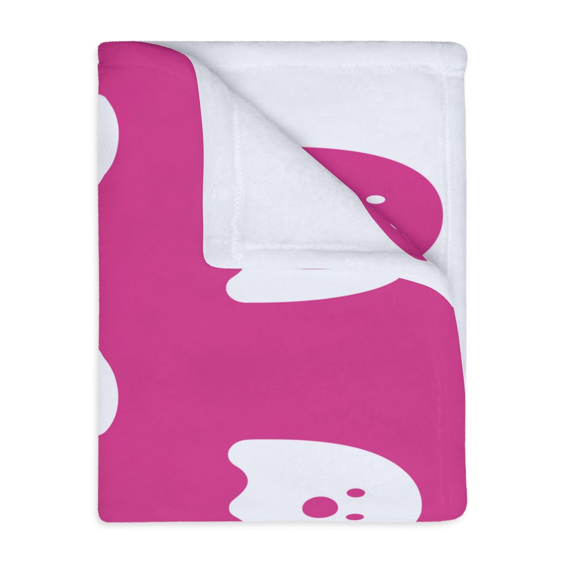 Pink and White Ghost Velveteen Minky Blanket - Deeg Family Design