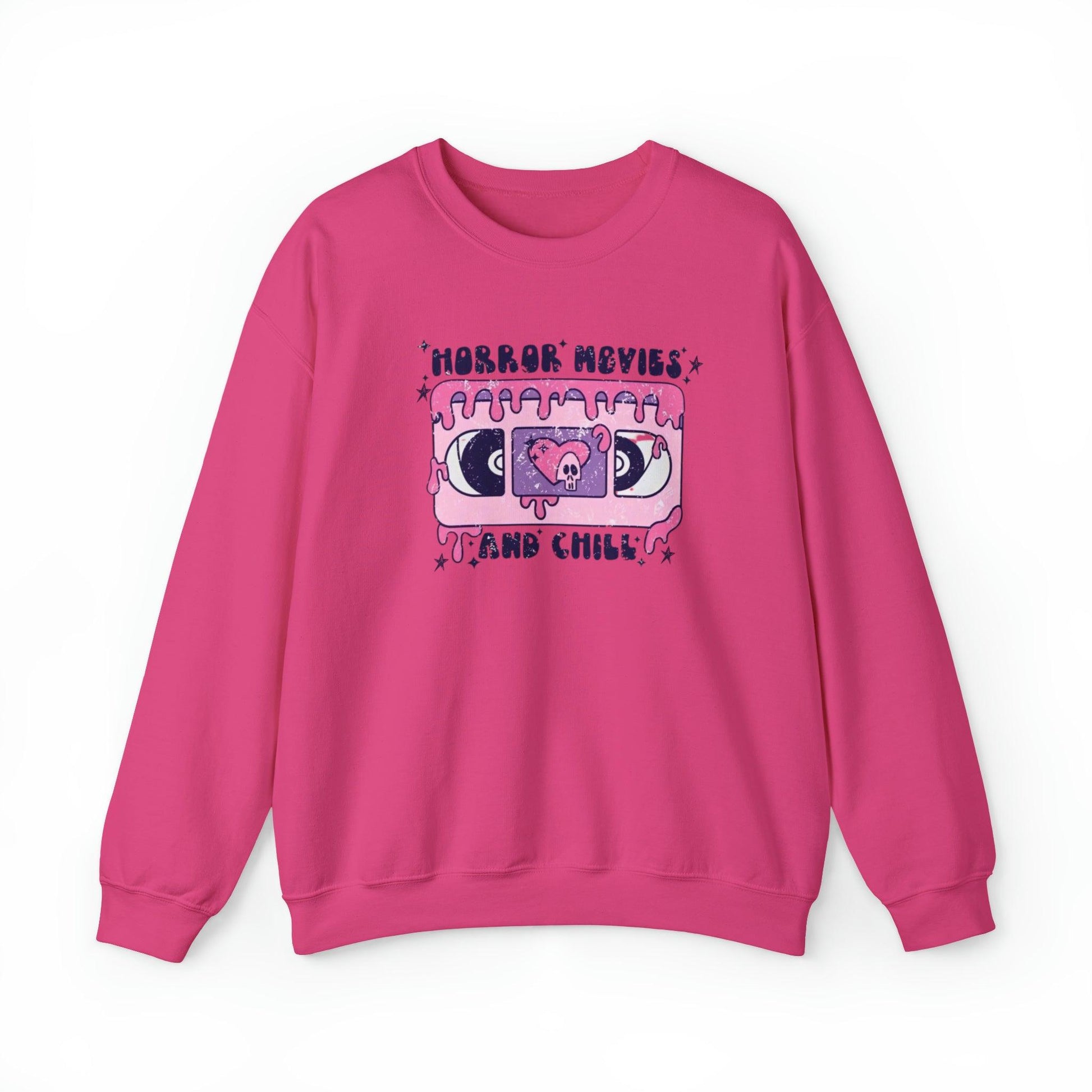 VHS Horror Movie and Chill Adult Sweatshirt - Deeg Family Design