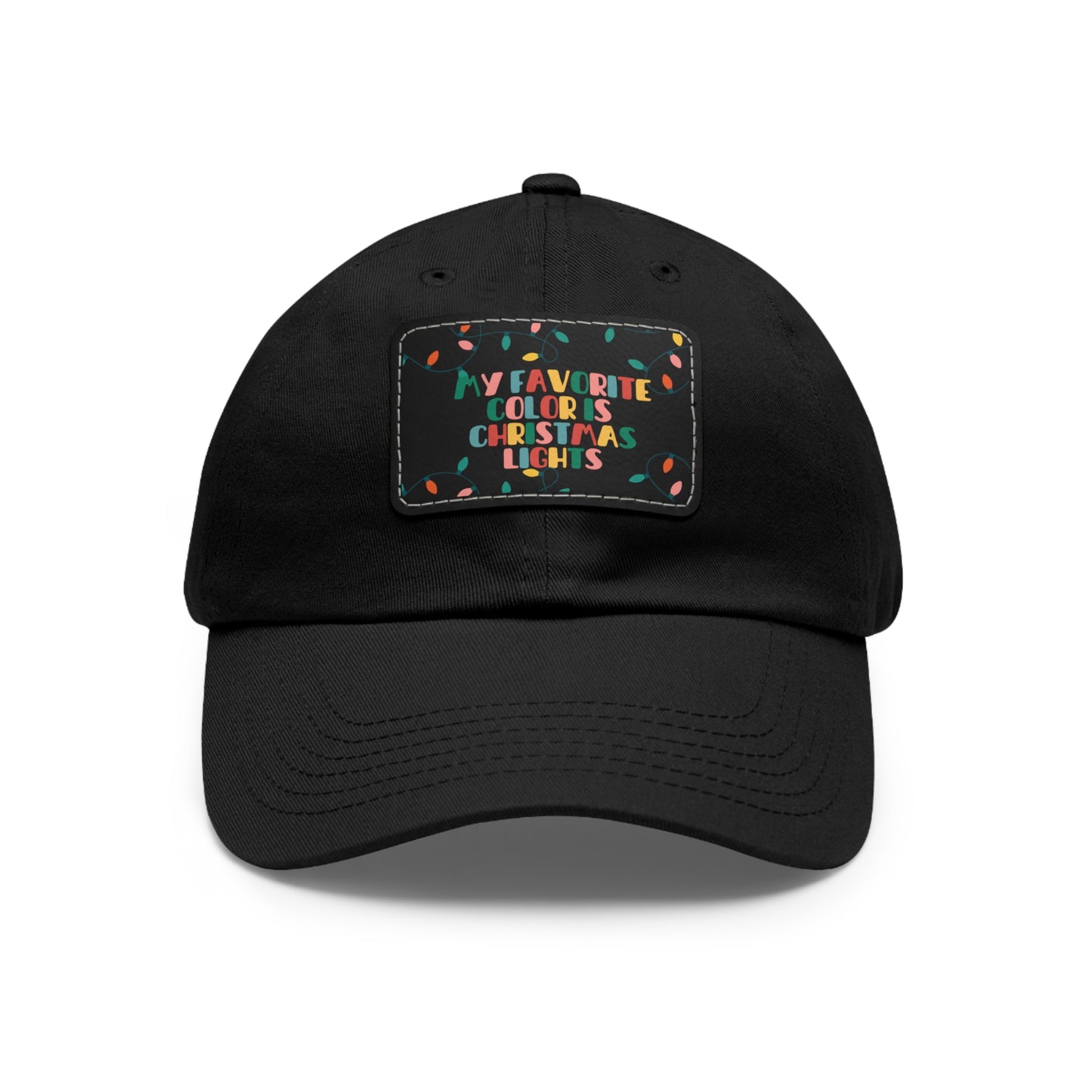 Christmas Lights Dad Hat with Leather Patch