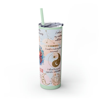 Cancer Skinny Tumbler with Straw, 20oz