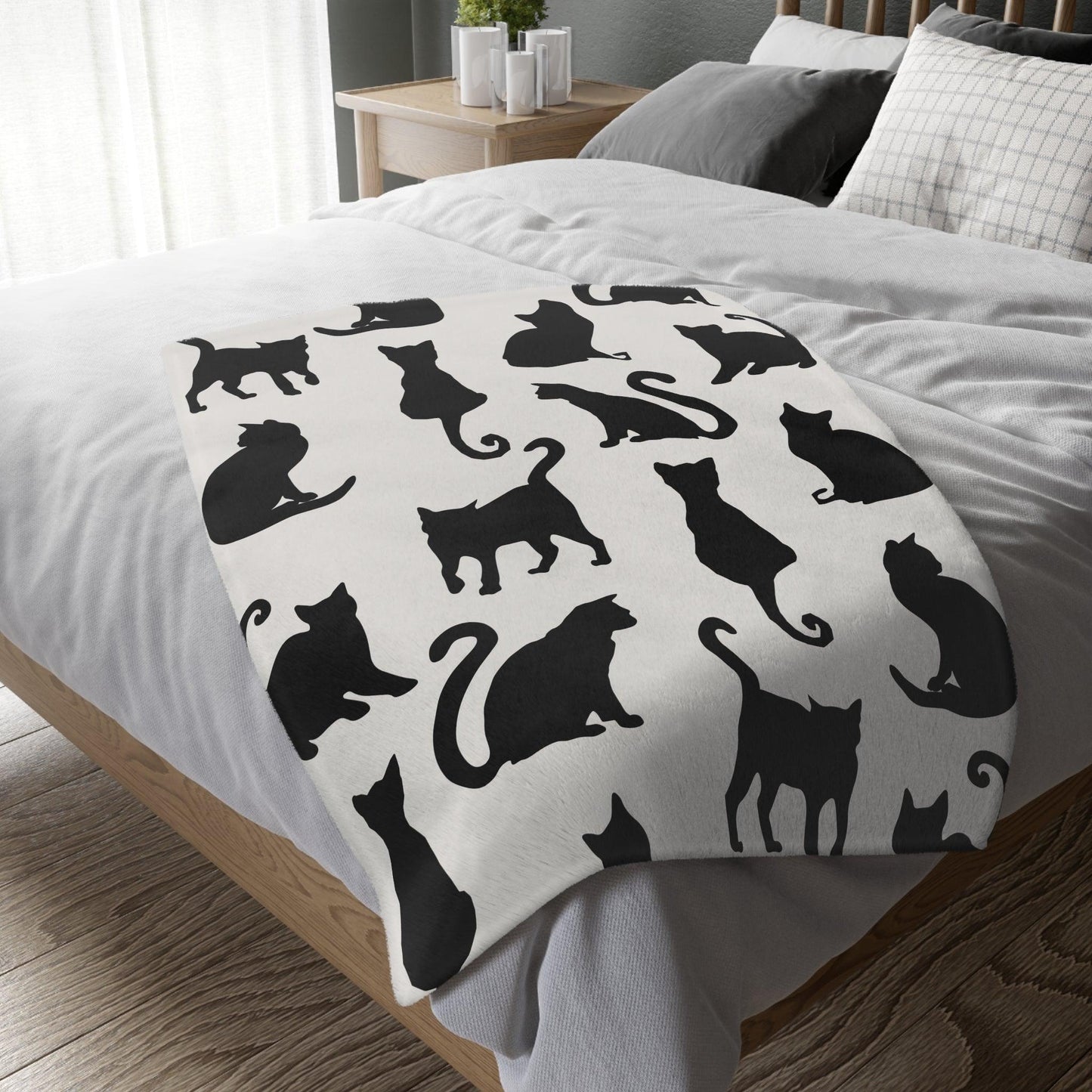 Black Cat Velveteen Minky Blanket - Deeg Family Design