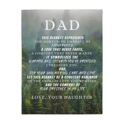 To Dad, From Daughter Velveteen Minky Blanket