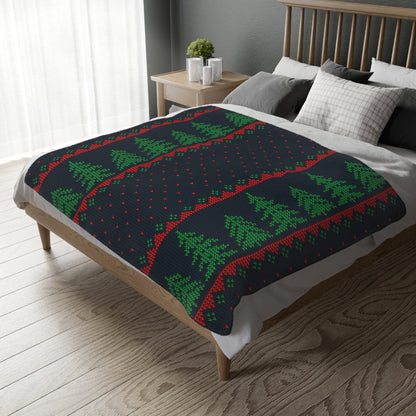 Winter Tree Pattern Velveteen Minky Blanket