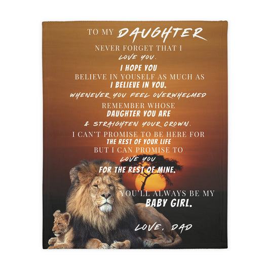 To My Daughter, From Dad Velveteen Minky Blanket