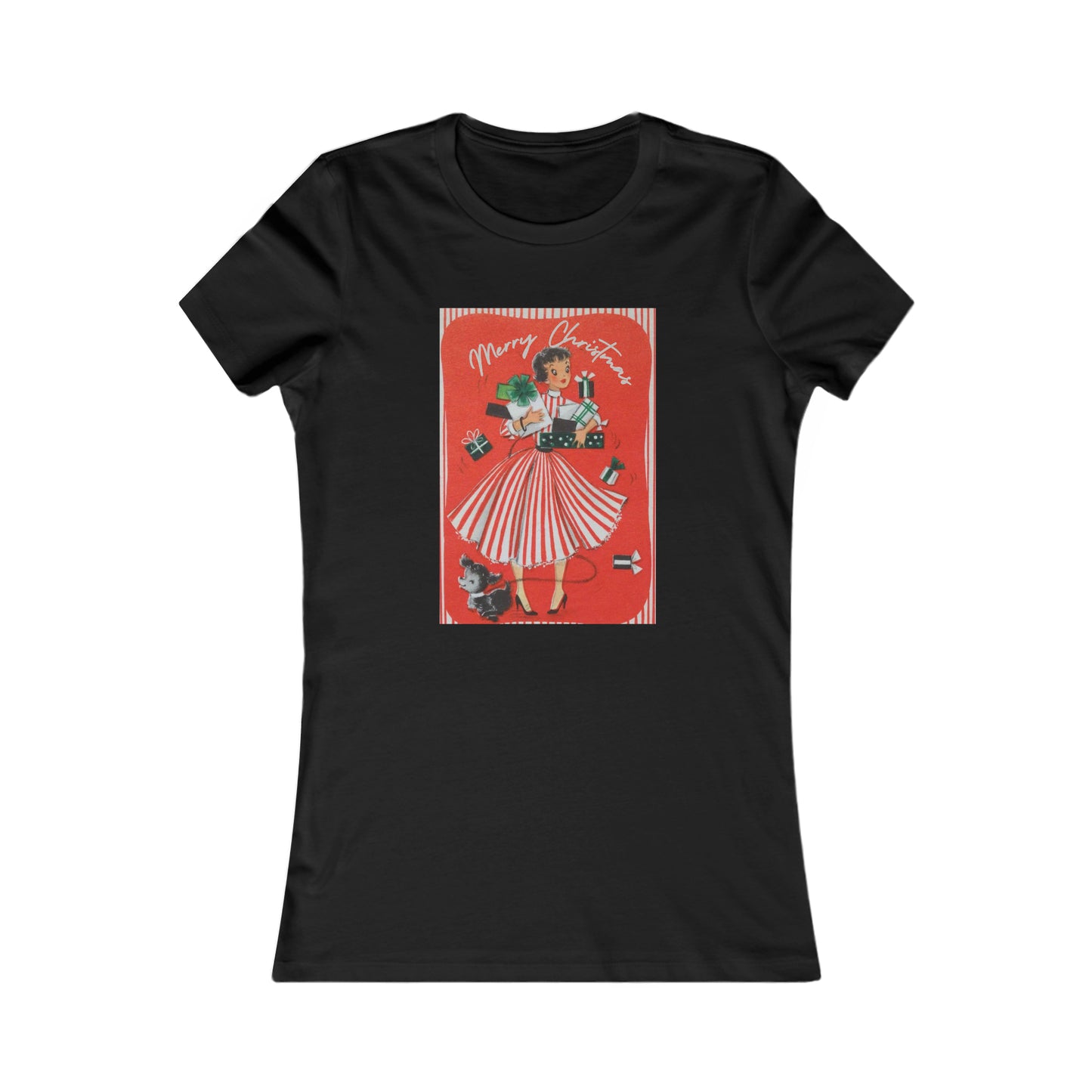 Vintage Shopping Lady With Dog Women's Tee