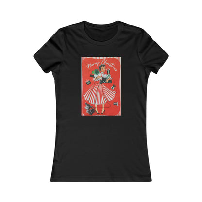 Vintage Shopping Lady With Dog Women's Tee