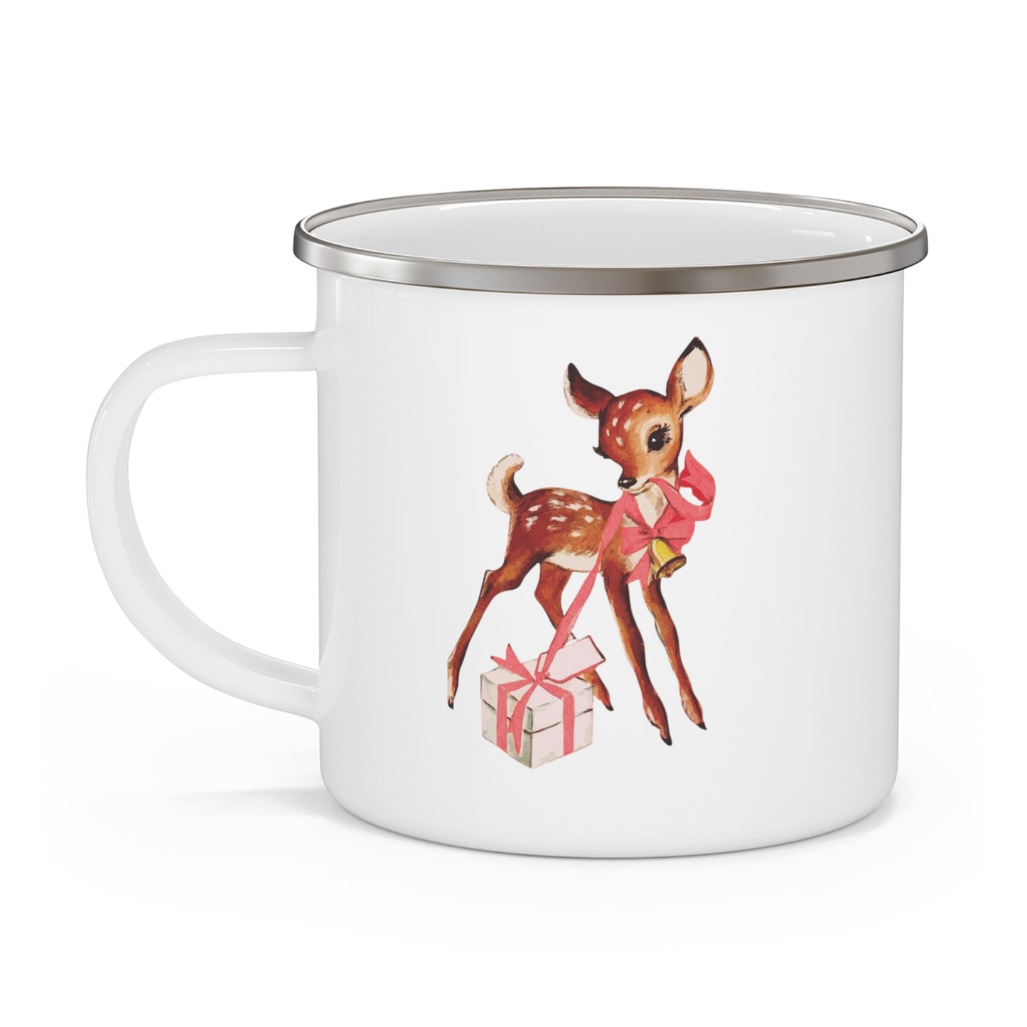 Vintage Deer Opening Package Enamel Camping Mug