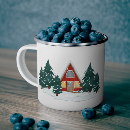 Let It Snow Cabin Enamel Camping Mug