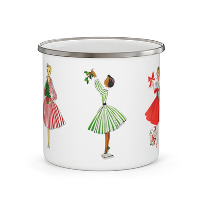 Vintage Ladies Enamel Camping Mug