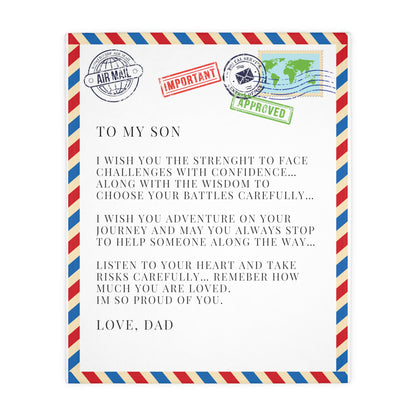 Letter To Son, From Dad Velveteen Minky Blanket