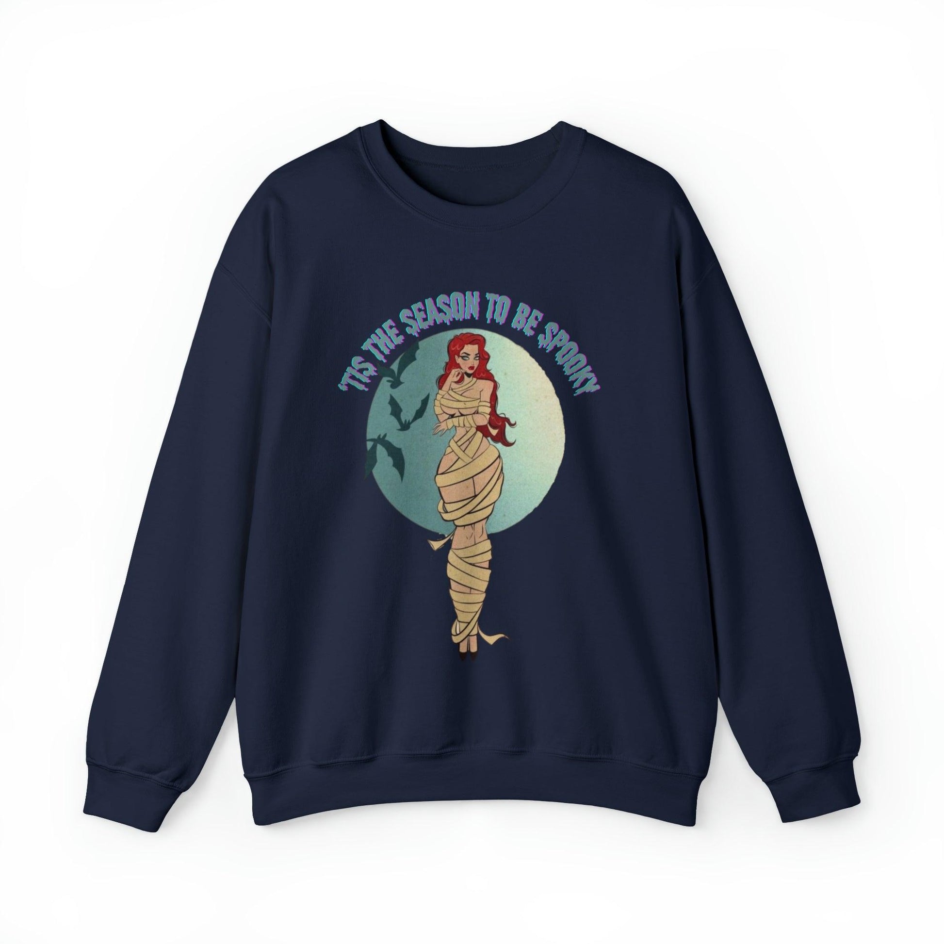 Pin Up Spooky Mummy Adult Sweatshirt - Deeg Family Design