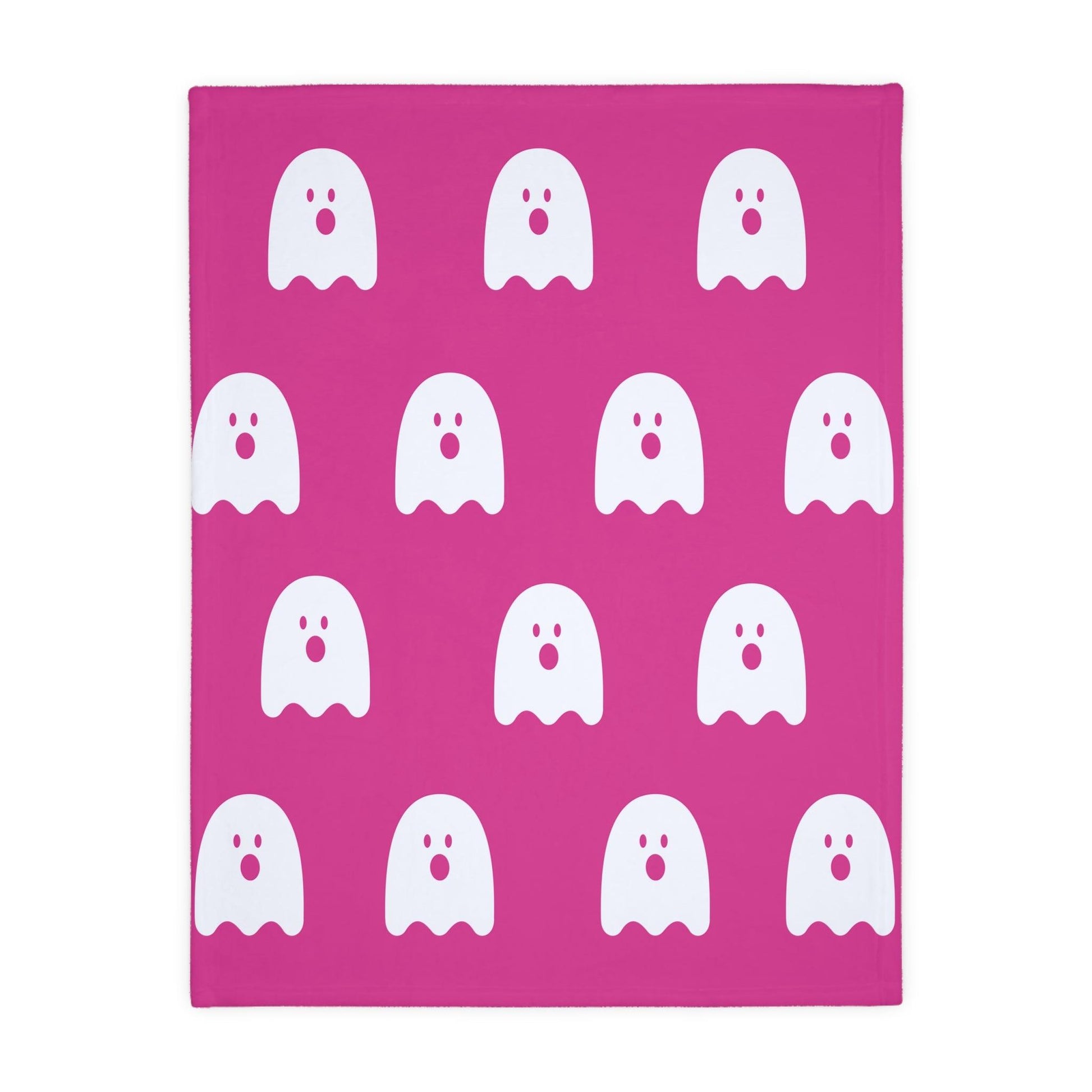 Pink and White Ghost Velveteen Minky Blanket - Deeg Family Design