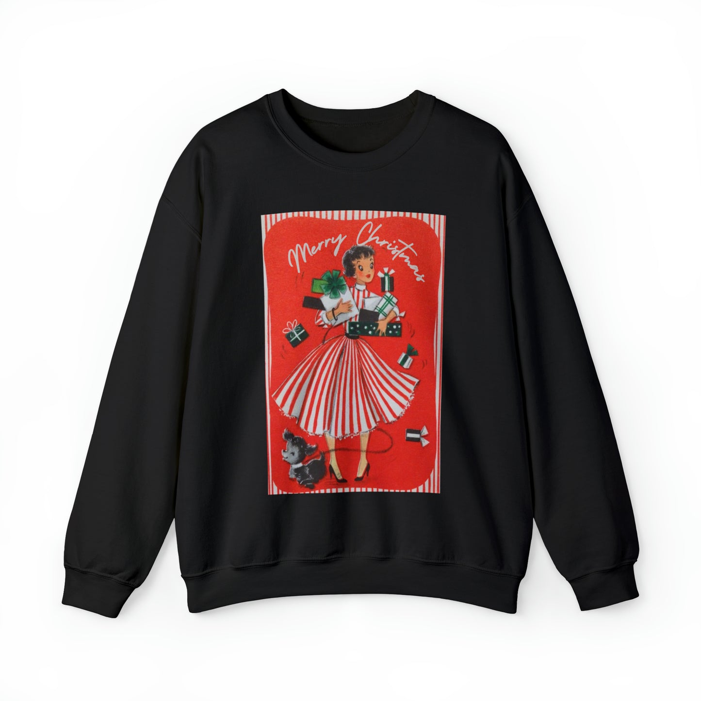 Vintage Shopping Lady With Dog Adult Sweatshirt