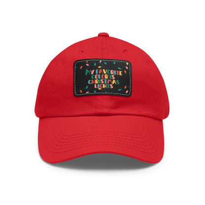 Christmas Lights Dad Hat with Leather Patch