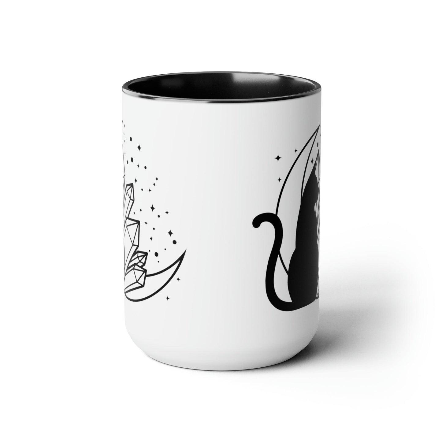 Crescent Crystal Cat Two-Tone Coffee Mugs, 15oz - Deeg Family Design