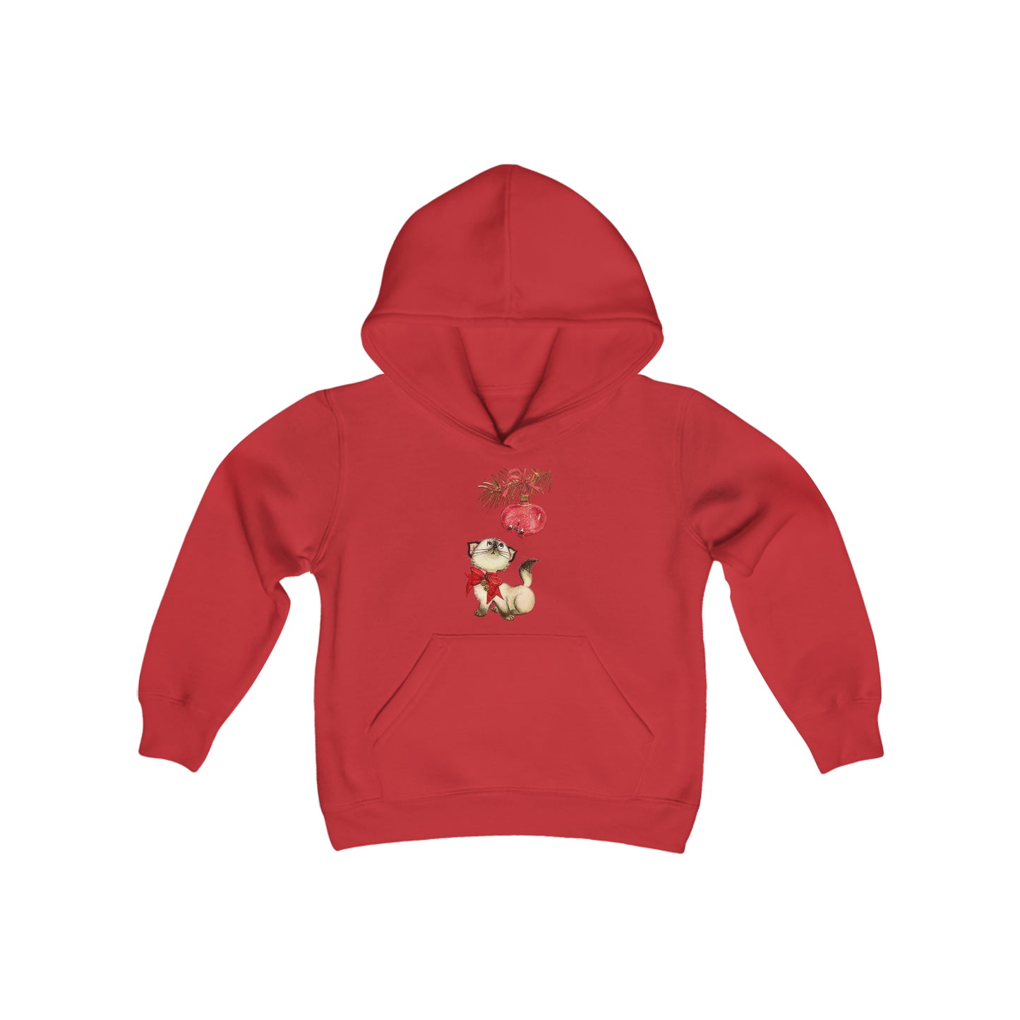 Vintage Christmas Kitty Youth Hoodie