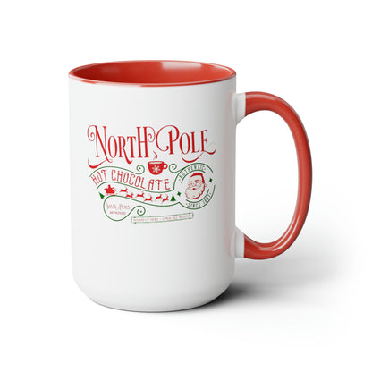 North Pole Hot Cocoa Two-Tone Coffee Mugs, 15oz