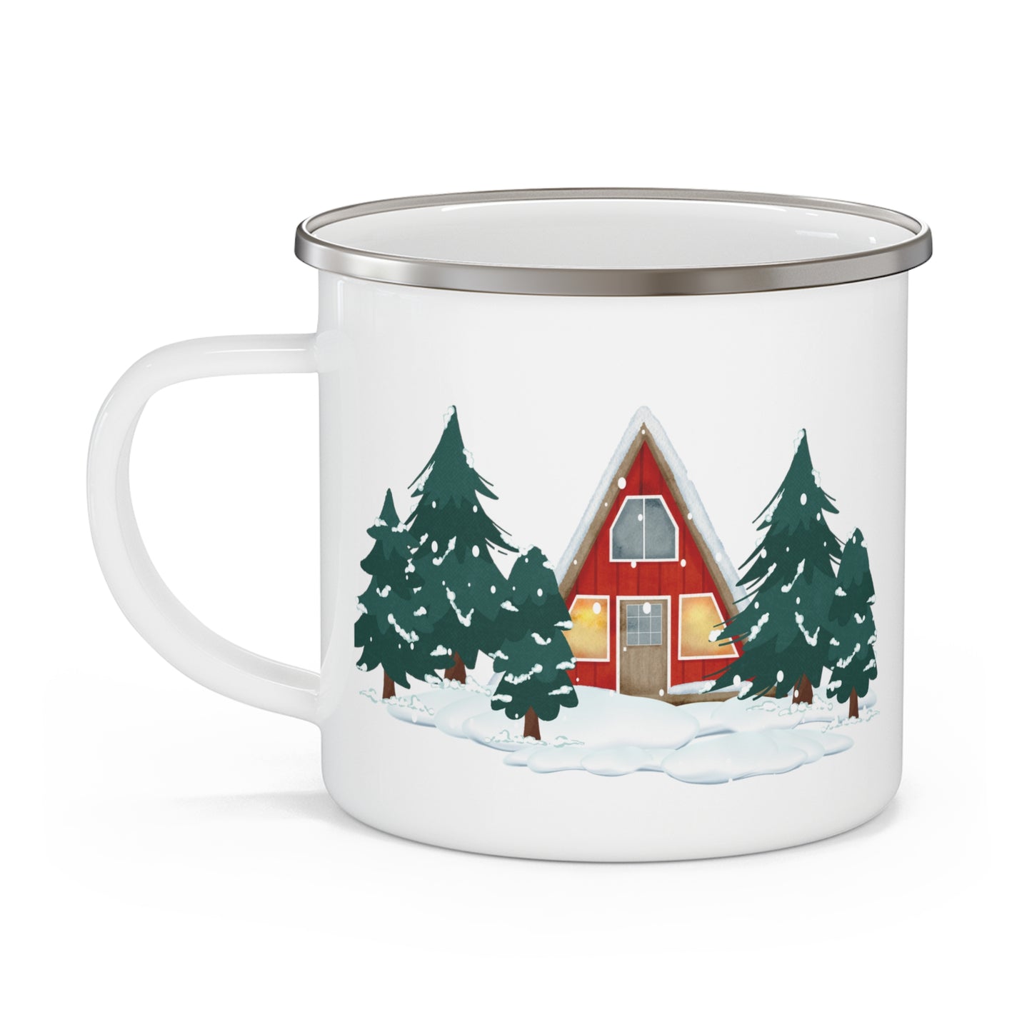 Let It Snow Cabin Enamel Camping Mug