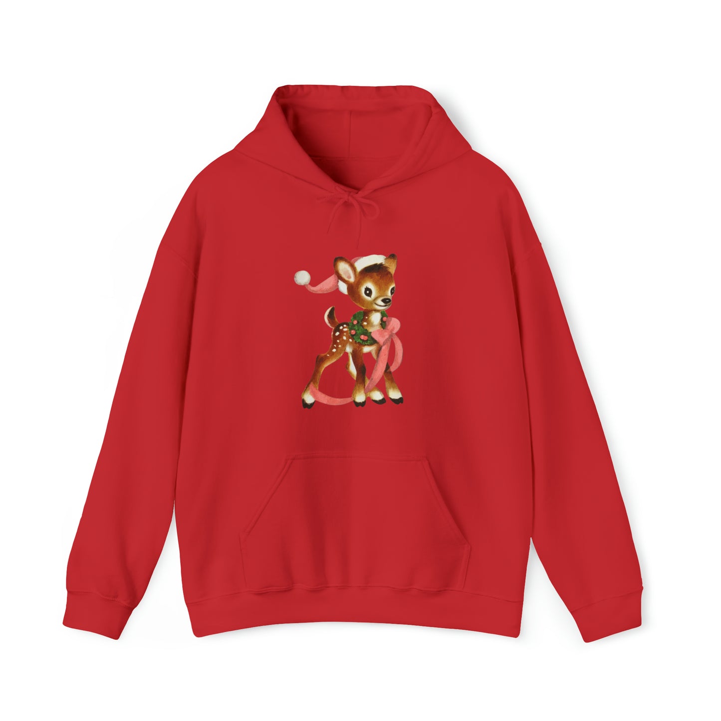 Vintage Santa Hat Deer Adult Hoodie