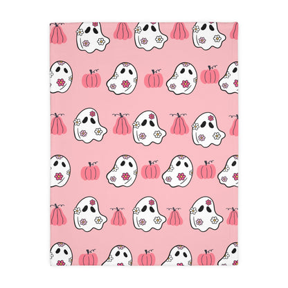 Pink Ghost Velveteen Minky Blanket - Deeg Family Design