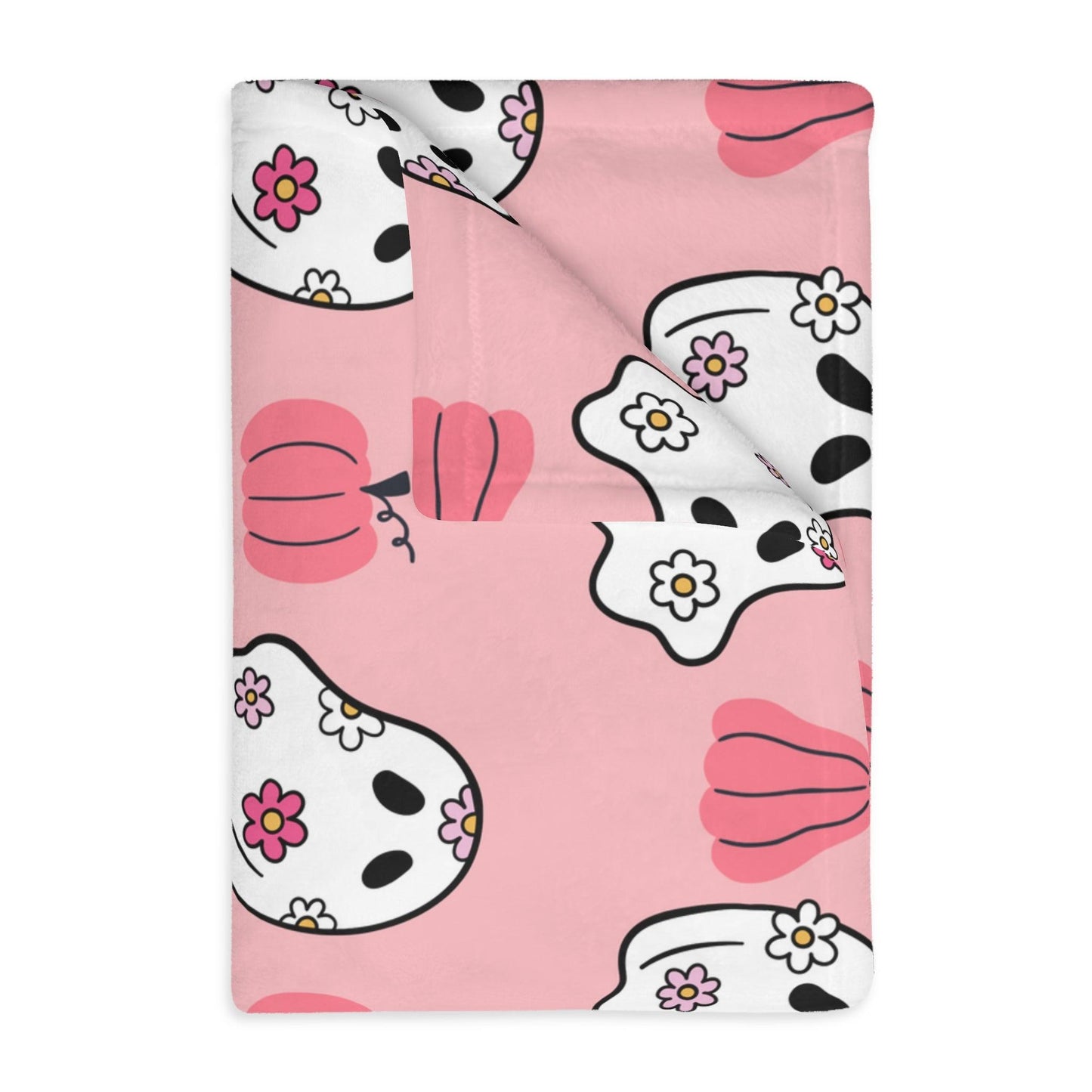 Pink Ghost Velveteen Minky Blanket - Deeg Family Design