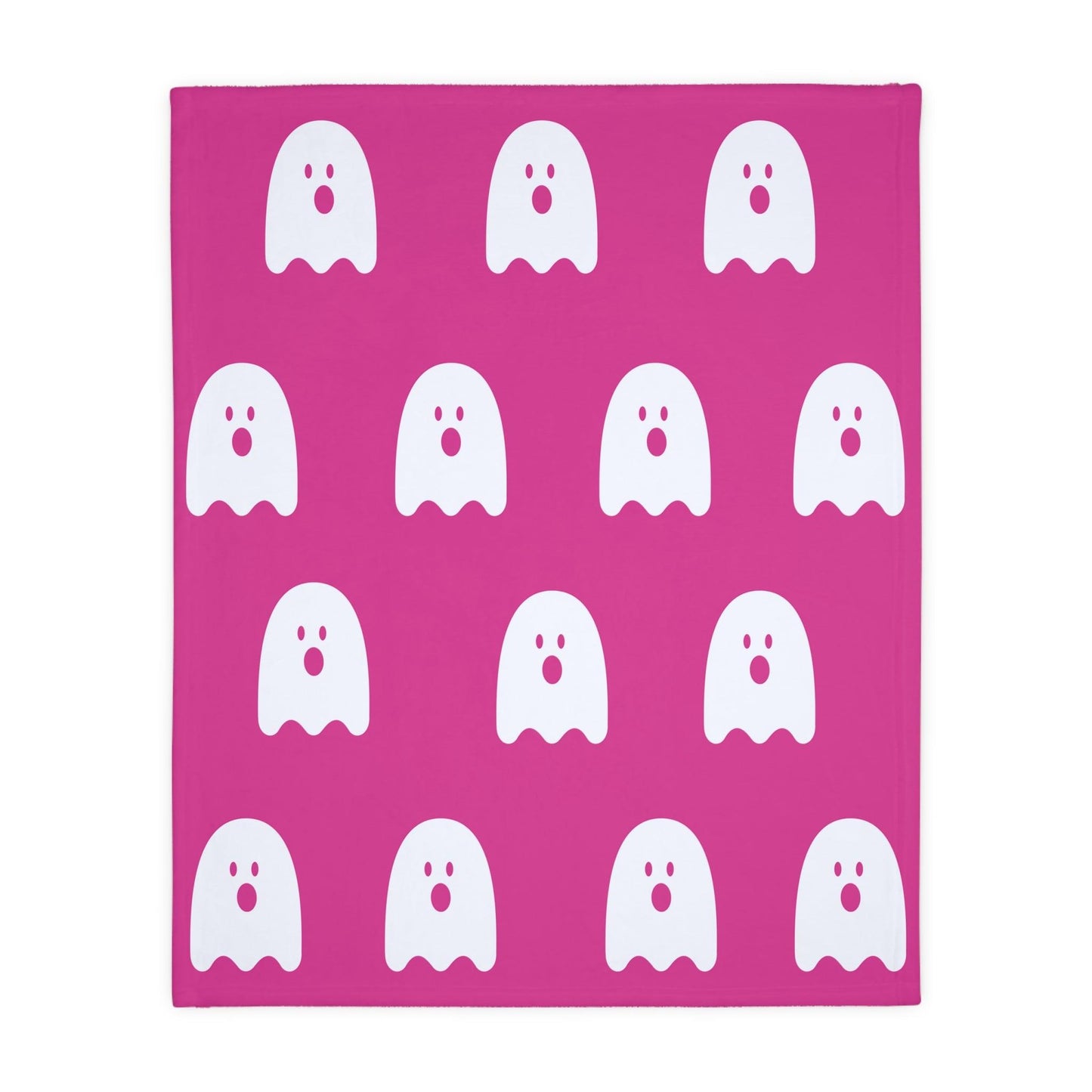 Pink and White Ghost Velveteen Minky Blanket - Deeg Family Design