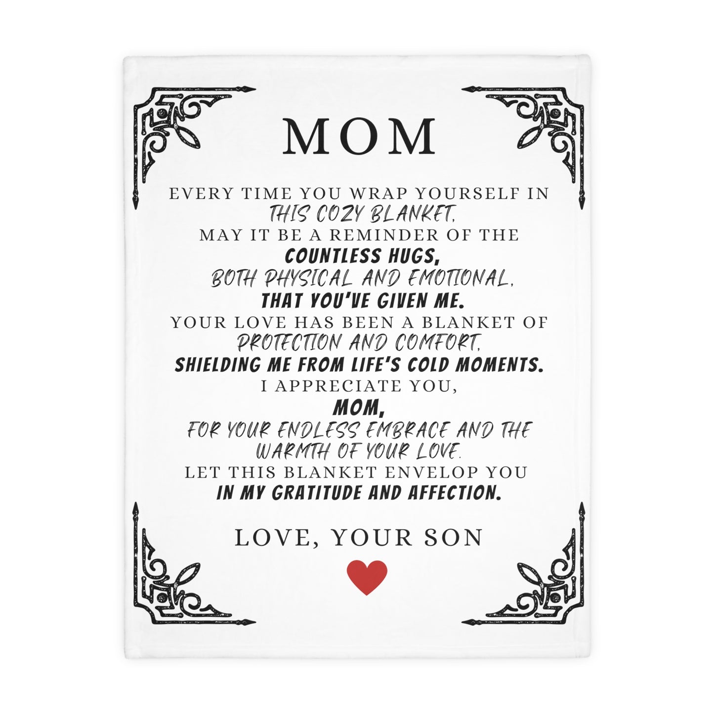 to Mom, From Son Velveteen Minky Blanket