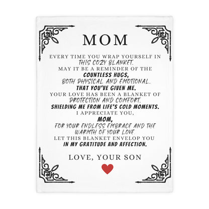 to Mom, From Son Velveteen Minky Blanket