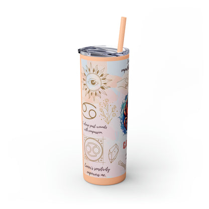 Cancer Skinny Tumbler with Straw, 20oz