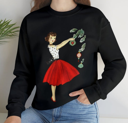 Vintage Christmas Tree Lady Adult Sweatshirt